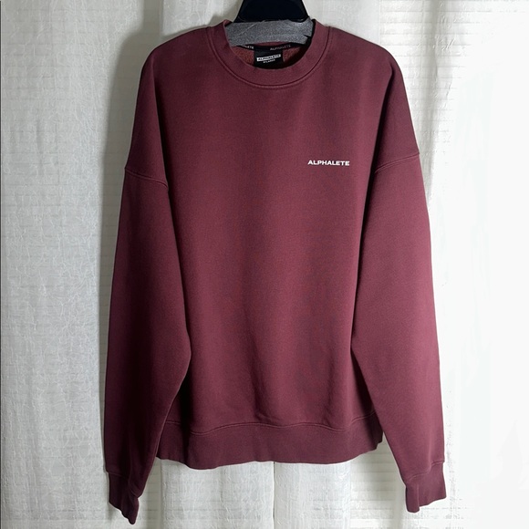 ALPHALETE Men’s XL Burgundy Crew Fleece Interior Cotton Blend Sweatshirt
